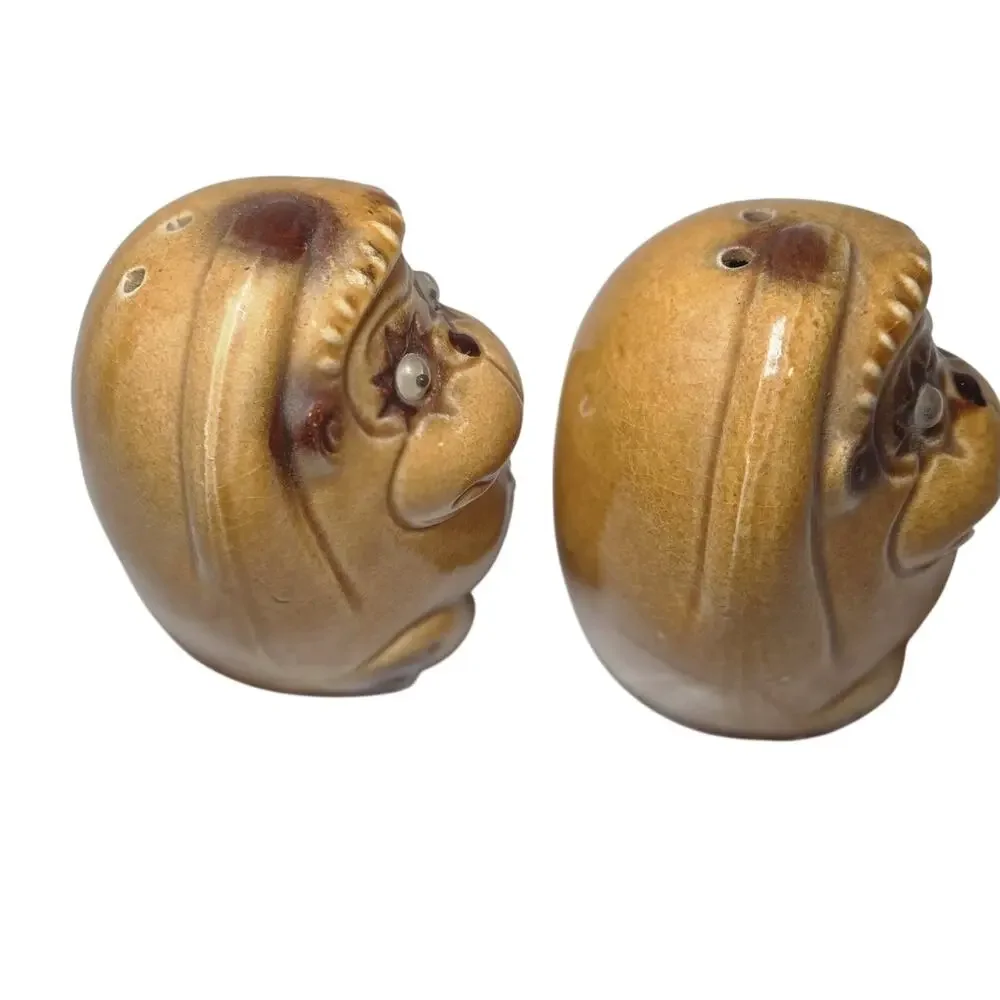 Vintage Googly Eye Gorilla Salt Pepper Shakers Japan MCM Kitsch Monkey Pair